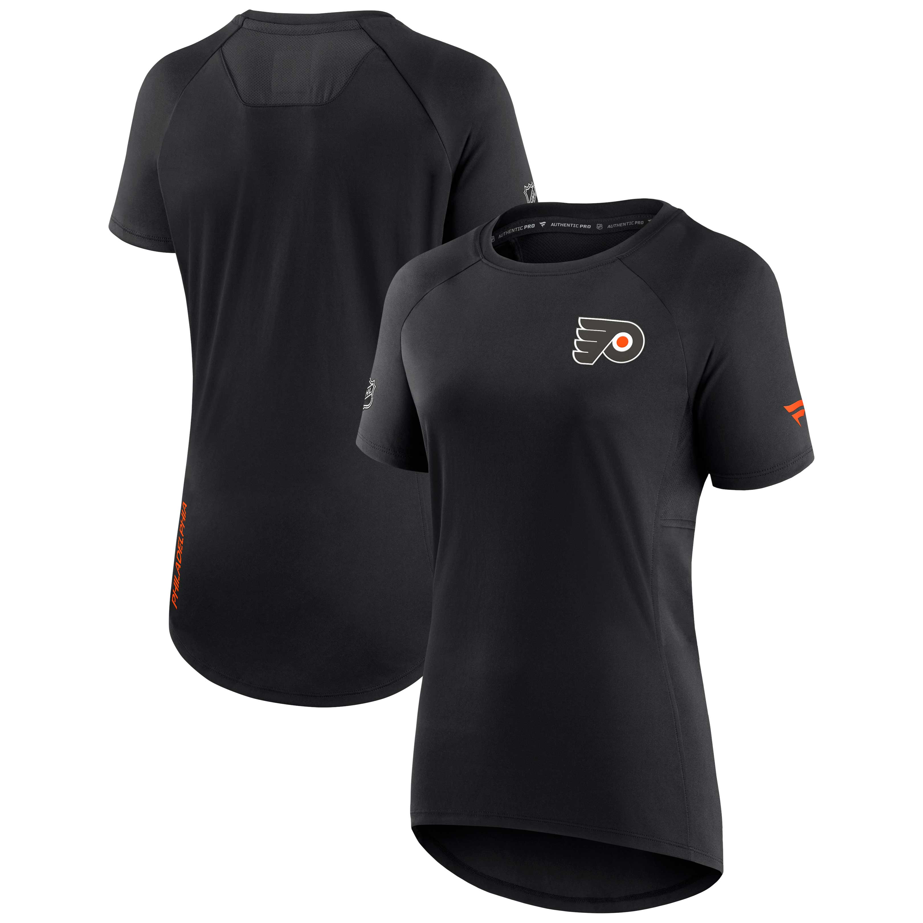 Women's Fanatics Black Philadelphia Flyers Authentic Pro Rink Raglan Tech T-Shirt